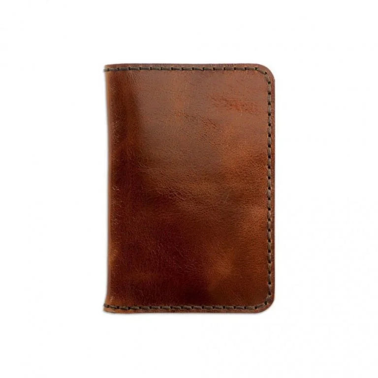 Customized leather wallet for vehicle registration for cash, for four bank cards handmade brown