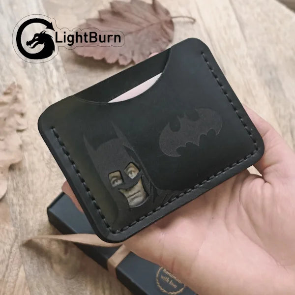 Leather cardholder Bat. Pattern LightBurn laser cutter file