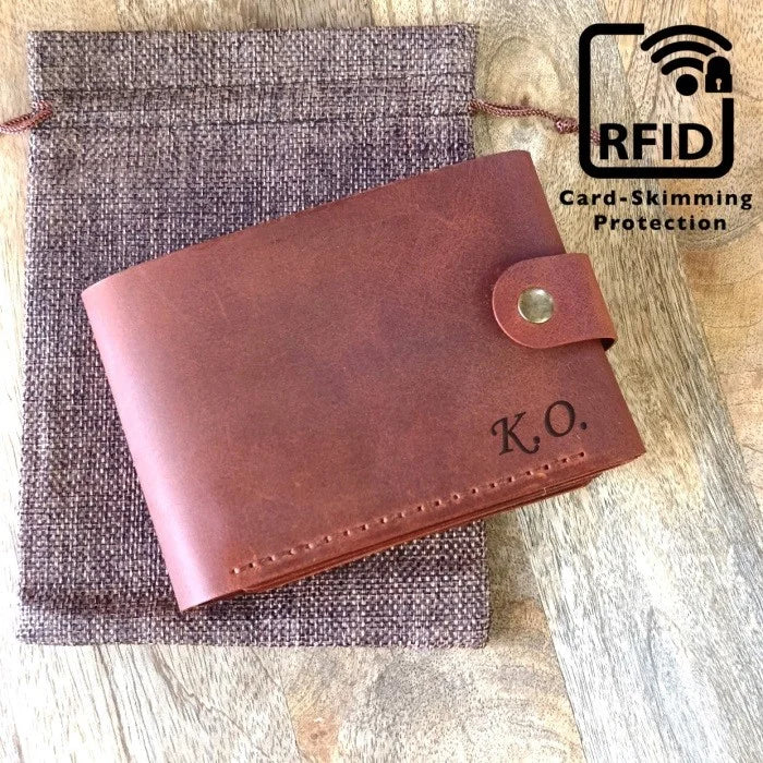 Portefeuille homme en cuir RFID avec gravure pour 11 cartes, avec espace pour billets, 2 emplacements pour photos ou ID avec pochette à monnaie