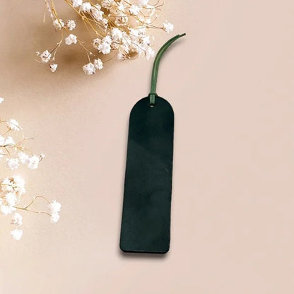 Custom Personalised Bookmark Handmade from Green Leather Engraved Photo, Name, Initial, Quote. Gift on Birthday, Christmas and Anniversary