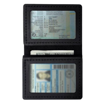 Men’s document case for ID card and driver’s license, handcrafted from black leather, with personalized engraving initials, name etc…