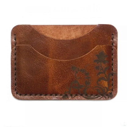 Light brown handmade leather card holder by Luniko