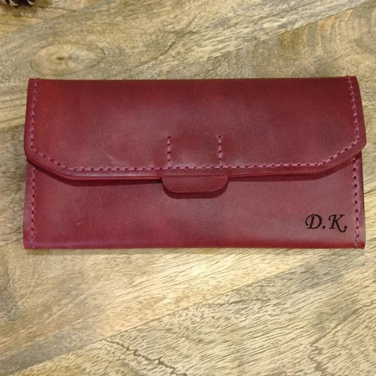 Portefeuille personnalisé en cuir fait main pour femme avec gravure du nom, des initiales, du texte et de la photo Porte-monnaie femme personnalisé