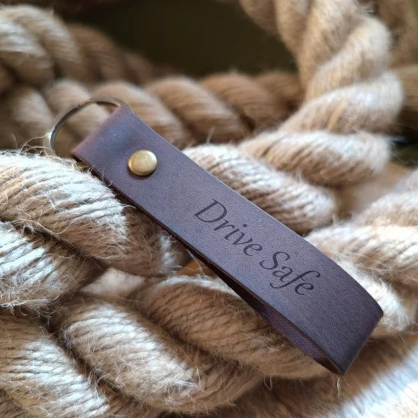 Drive Safe Keychain Custom Car Keychain Leather Car Key Holder Personalized Keychain Engraved Initial Name Monogram Car Key Ring