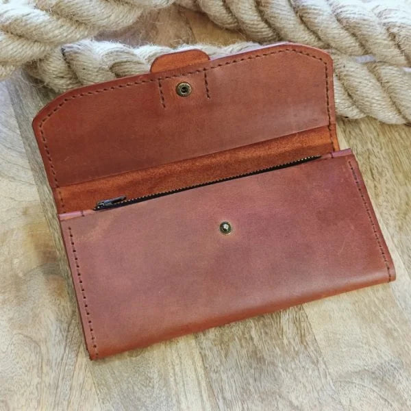 Portefeuille femme en cuir personnalisé avec gravure nom, initiales, monogramme tout texte et image Porte-monnaie femme personnalisé fait main