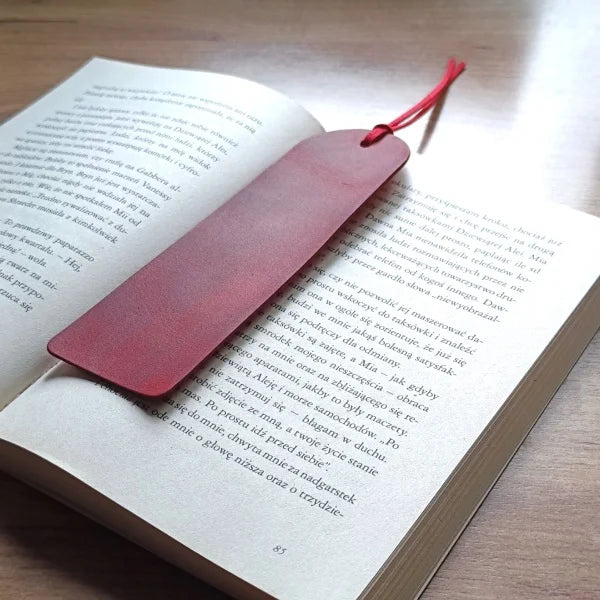 Custom Personalized Bookmark Handmade from Burgundy Leather Engraved Photo, Name, Initial, Quote. Gift on Birthday, Christmas and Anniversary
