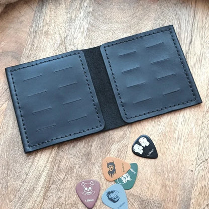 Leather Guitar Pick Holder for 16 Picks Personalized with Engraving of the Band’s Logo, Musician’s Name or a Concert Photo etc.