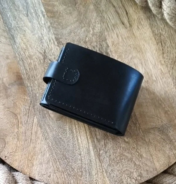 Portefeuille homme en cuir RFID fait main avec gravure pour 11 cartes, billets de banques, 2 emplacements pour photos ou ID avec pochette à monnaie