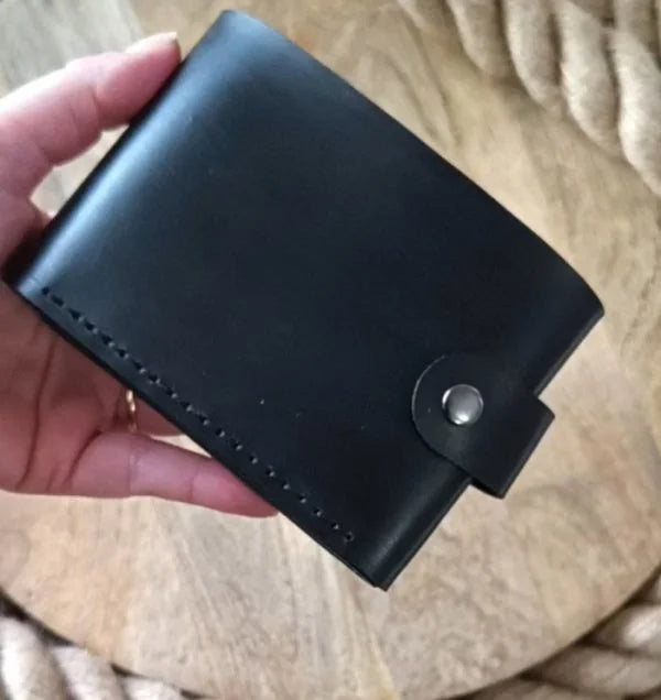 Portefeuille homme en cuir RFID fait main avec gravure pour 11 cartes, billets de banques, 2 emplacements pour photos ou ID avec pochette à monnaie