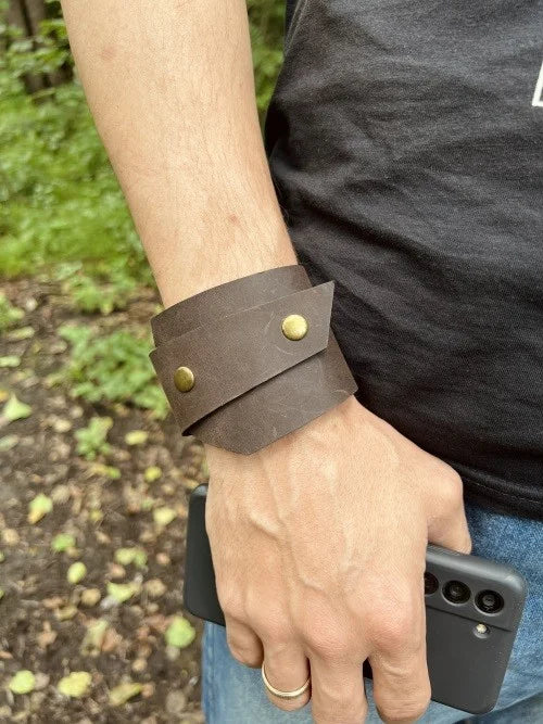 Custom Handmade Men’s Genuine Brown Leather Bracelets