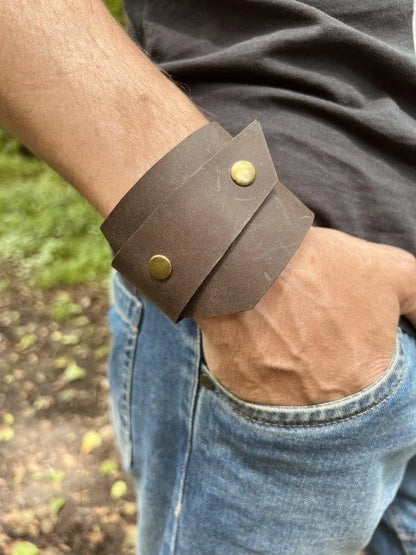 Custom Handmade Men’s Genuine Brown Leather Bracelets