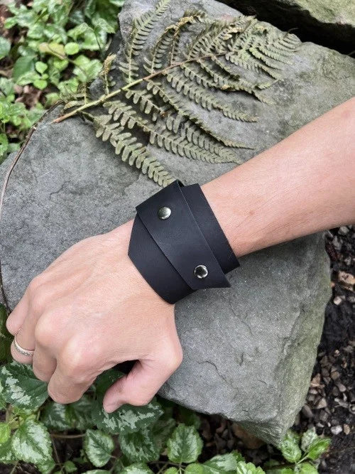 Custom Handmade Men’s Genuine Black Leather Bracelets