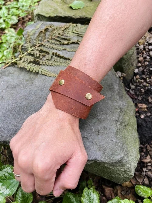 Custom Handmade Men’s Genuine Ligth Brown Leather Bracelets
