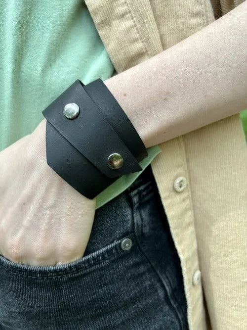 Bracelets for Women. Custom Handmade Women’s Black Leather Bracelet