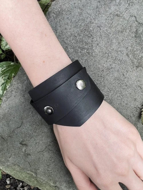 Bracelets for Women. Custom Handmade Women’s Black Leather Bracelet