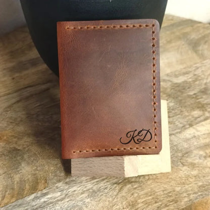 Leather card case with id window brown custom leather handmade plastic card holder made of top guality leather