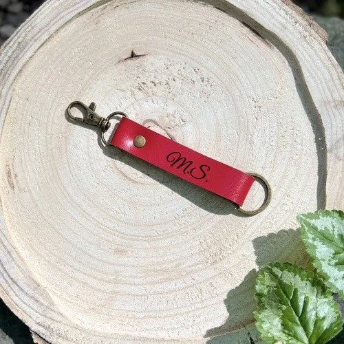 Fuck the Patriarchy Keychain Personalized Red Leather Keychain Engraved Keychain Custom Leather Key Fob Gifts for Feminists