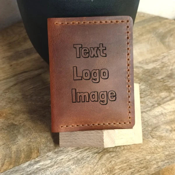 Leather card case with id window brown custom leather handmade plastic card holder made of top guality leather