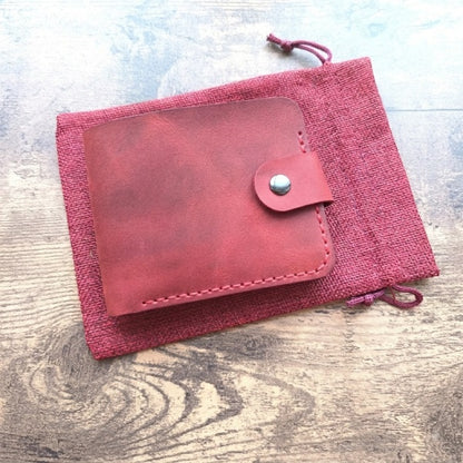 Portefeuille femme en cuir véritable rouge fait main, gravure laser personnalisée (nom, initiales, date, motif) — cadeau unique