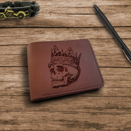 Portefeuille minimaliste en cuir fait main : trois compartiments pour les cartes, un pour les billets et une pochette pour la monnaie